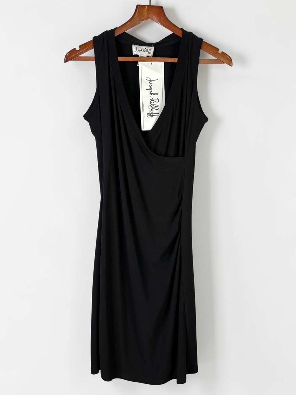 NWT Joseph Ribkoff Black Faux Wrap Dress Sleeveless 8 Style 400109